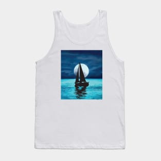 Sail Boat Sunset Over The Sea Tank Top